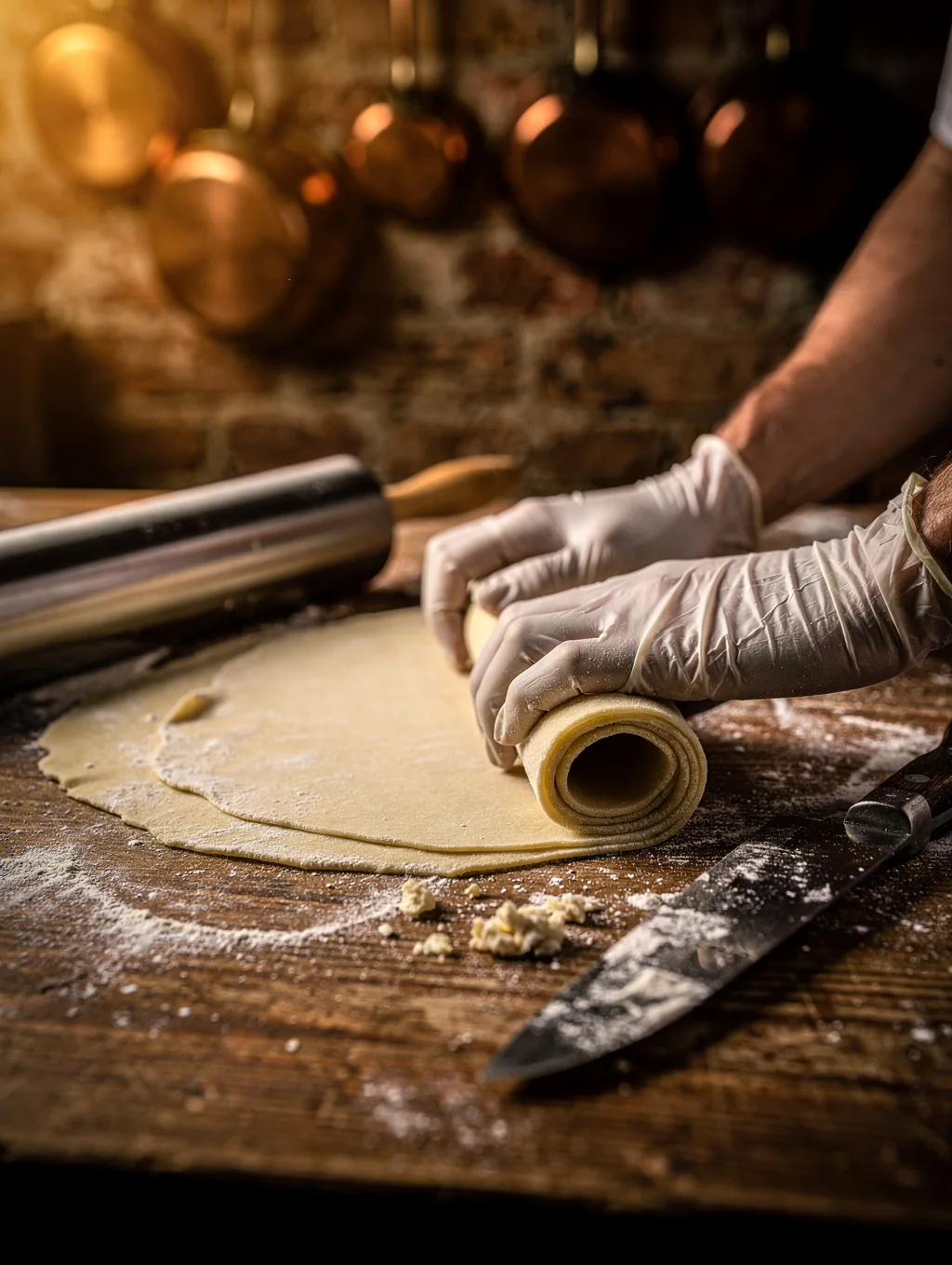 Fresh hand-rolled pasta dusted in semolina flour